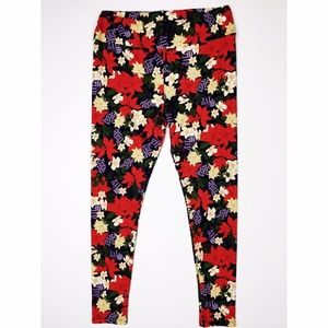 LuLaRoe Tall Curvy Holiday Poinsettias Leggings i